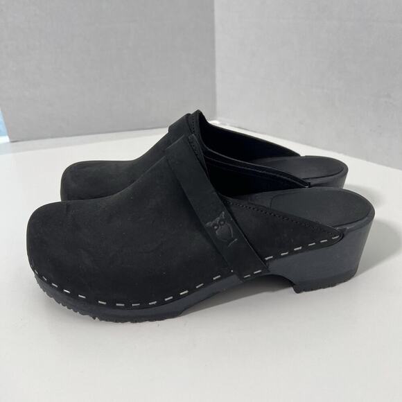 Sandgrens Women Black Leather Dublin Clog Mule Slide Shoes Size 37 US 6.-6.5 NEW - Picture 4 of 12